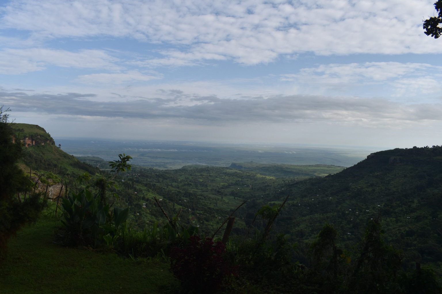 The Kapchorwa escarpment dropping away to the plains of eastern Uganda.